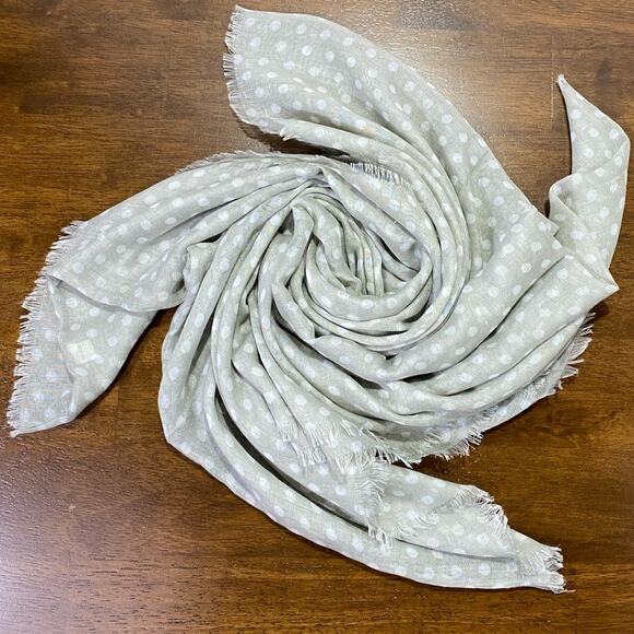 Lightweight Gray Viscose Infinity Scarf with White Polka Dots L35"X W28" - Picture 9 of 9